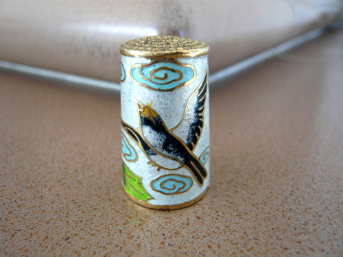 Cloisonne fingerhut mit vogel - fingerhut,