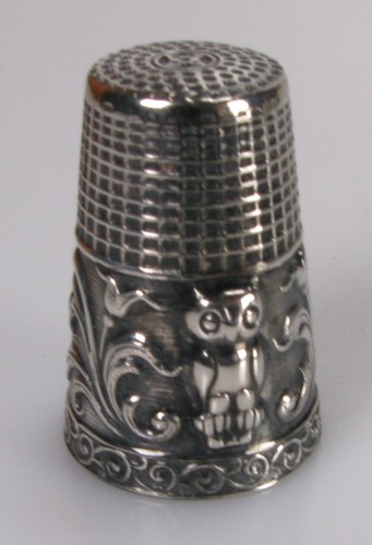 Fingerhut thimble eule - thimble, silber